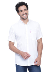 Men's Cotton Fabric Half Sleeve White Shirt - by Apektra